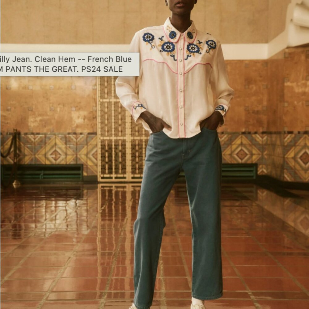 THE GREAT. NWT - The Billy Jean Clean Hem in French Blue Size 29